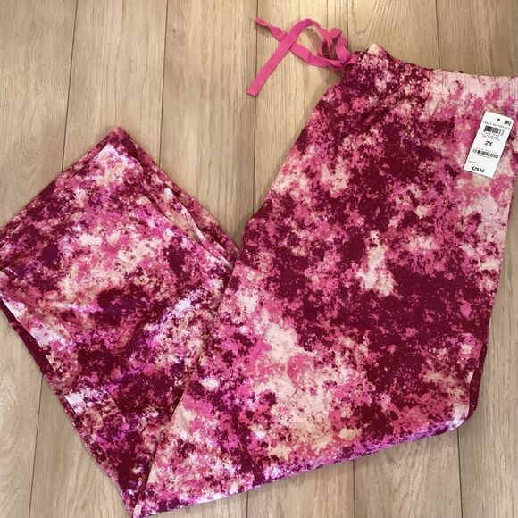 NWT. Jenni Brand Women’s Splash Pinks and Wines Long PJ Pants 2X. 3X - Picture 2 of 11